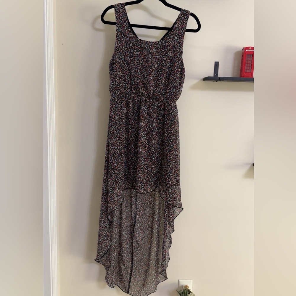 Wet Seal Black Floral High-Low Dress